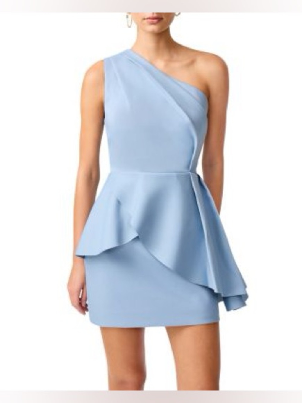 NWT Elliatt Gabi Asymmetrical Peplum Mini Dress Steel Blue Size M